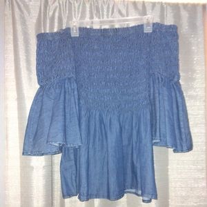 Demin off should top with bell sleeves